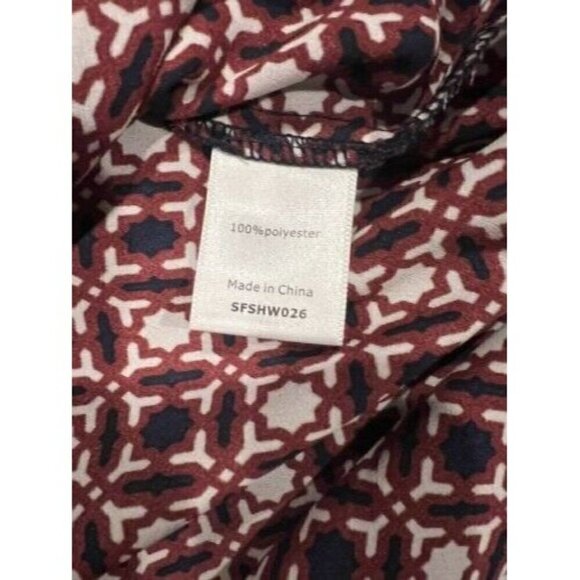 41 Hawthorn Patterned Long Sleeve Blouse Women's Size M Stitch Fix Navy Red  - Picture 5 of 7